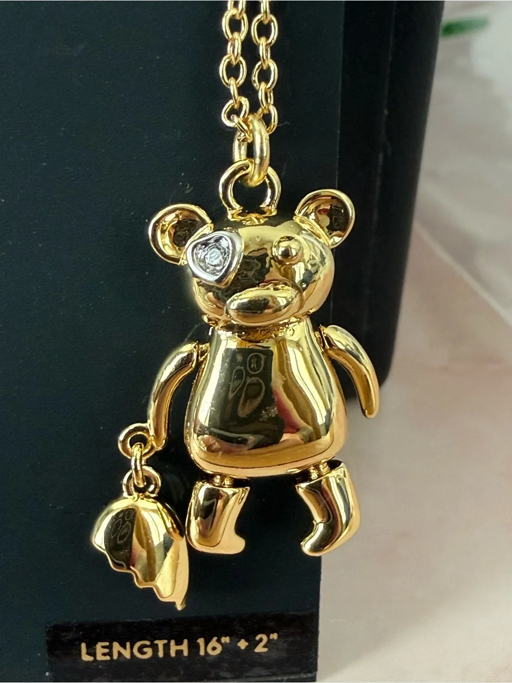 COACH | Gold Plated Two-Tone Teddy Bear Magnetic Heart Friendship Necklaces